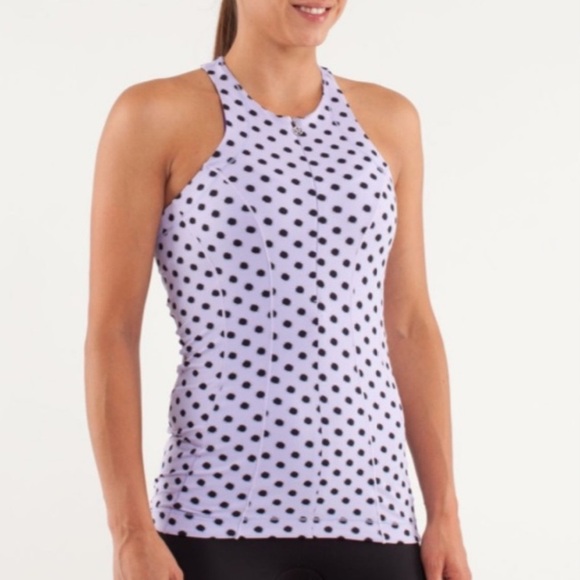 Lululemon Velo Vixen Sleeveless Jersey High Noon Dot Lilac Black - Picture 1 of 6
